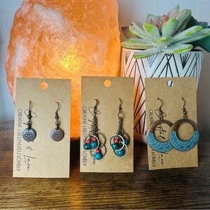 Artistic Earrings Set with Turquoise and Bronze